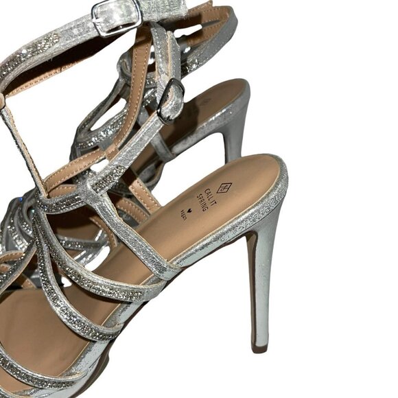 Call It Spring Vegan Silver Strappy Heels Women's Size 6.5 - Picture 3 of 7